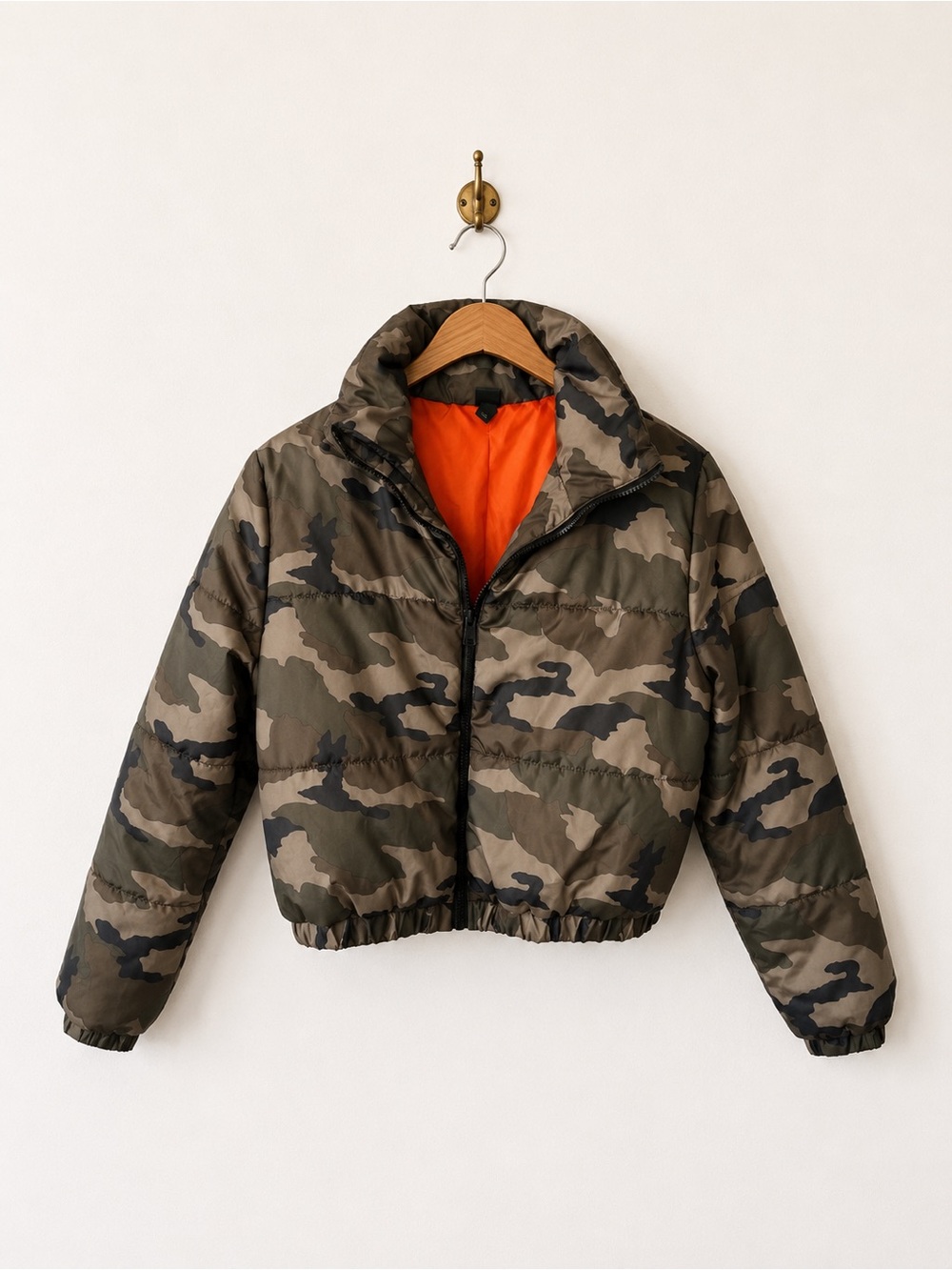 Wild Fable Camo Puffer Jacket with Orange Lining